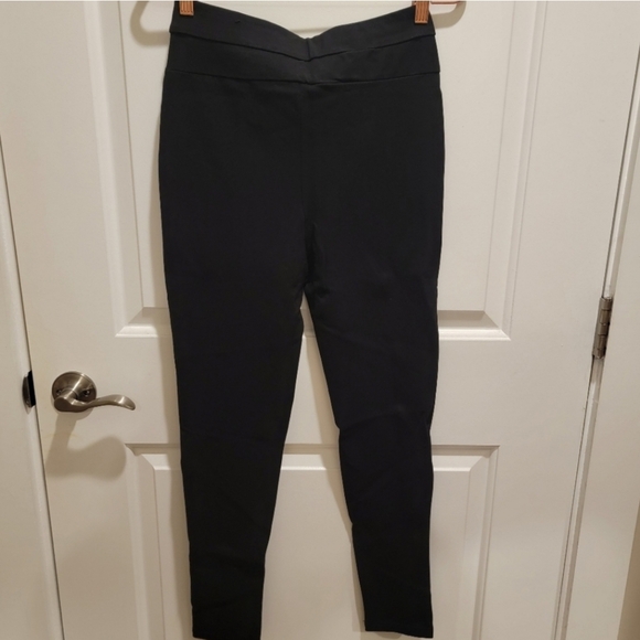 Zara Black High Waisted Pull On Seamed Leggings with Gold Buttons Ponte Pants - Picture 3 of 9